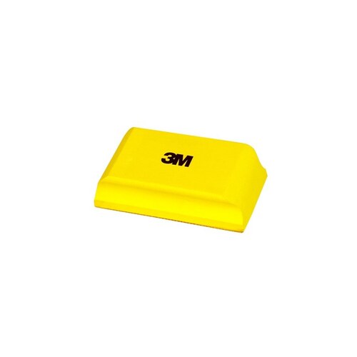 Sanding Block, 5-1/4 in Dia L x 2-5/8 in W, Hook and Loop Attachment Yellow