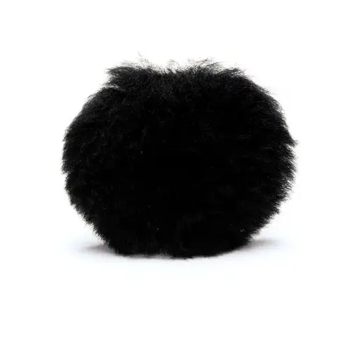 Single Sided Regular Natural Buffing Pad, 3 in Dia, Hook and Loop Attachment, Wool Pad, Black