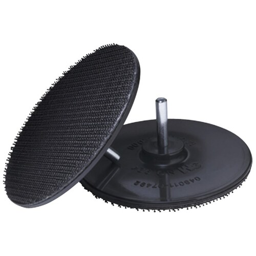 Regular Disc Pad Holder, 2 in Dia, 1/4 in Arbor, Hook and Loop Attachment Black