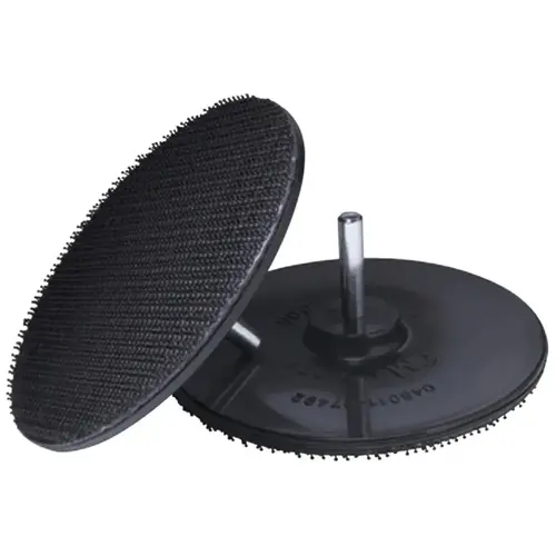 Regular Disc Pad Holder, 4 in Dia, 1/4 in Arbor, Hook and Loop Attachment Black