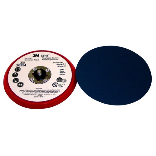 203 Series Regular Low Profile Disc Pad, 6 in Dia, 5/16 in - 11 TPI Arbor, PSA Attachment Blue/Red