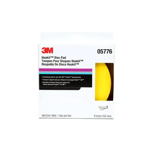 45 deg Disc Pad, 6 in Dia, 5/16 in - 24 TPI Arbor, Hook and Loop Attachment Yellow
