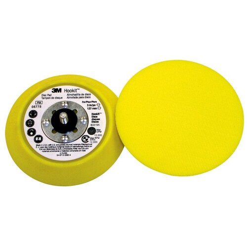 0 Regular Disc Pad, 5 in Dia, 5/16 in - 24 TPI Arbor, Hook and Loop Attachment Yellow