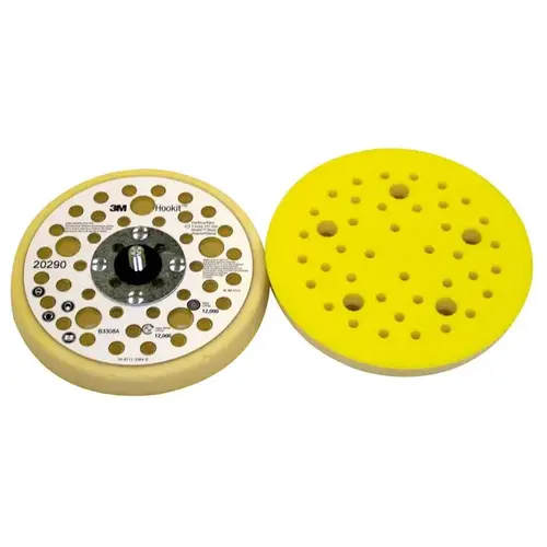 Dust Control Low Profile Finishing Disc Pad, 5 in Dia, 5/16 in - 24 TPI Arbor, Hook and Loop Attachment Yellow