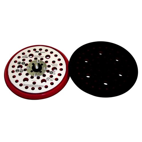 203 Series Dust Control Low Profile Disc Pad, 6 in Dia, 5/16 in - 24 TPI Arbor, Hook and Loop Attachment Black/Red