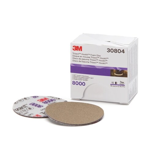 443SA Series Abrasive Disc, 3 in Dia, P8000 Grit, Hook and Loop, Gray