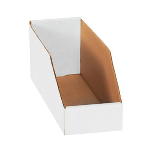 White 50-3" x 12" x 4 1/2" Open Top Corrugated Bin Boxes 