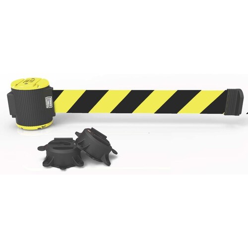 Yellow / Black Wall Mount Magnetic Belt Barrier