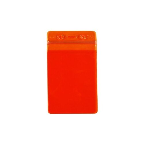 MENDA - 35030 Vertical Orange Badge Holder with Zipper, 3 Inch x 5 Inch