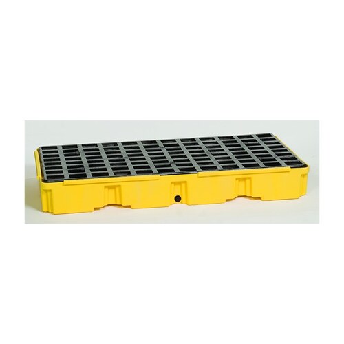 Yellow/Black High Density Polyethylene 5000 lb 30 gal Spill Pallet - Supports 2 Drums - 26 1/4" Width - 51 1/2" Length - 6 1/2" Height