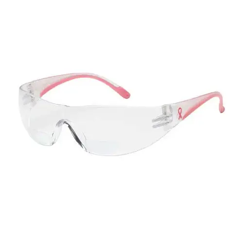 PIP 250-12-0200 250-12 Universal Polycarbonate Magnifying Reader Safety Glasses Clear Lens - Pink Frame - +2.00 Diopter - Wrap Around Frame