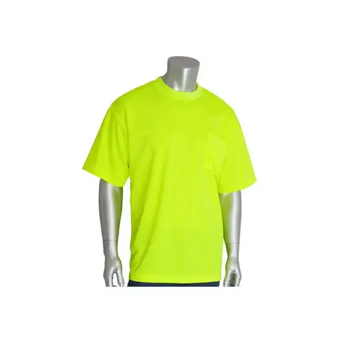 PIP 310-CNTSNLY-M 310-CNTSNLY Yellow Polyester High Visibility Shirt - T-Shirt - Fits 49.2" Chest - 30.3" Length