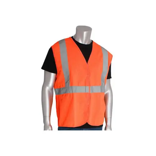 PIP 302-WCENGOR-4X 302-WCENGOR Orange 4XL Polyester Solid High-Visibility Vest - Fits 59" Chest - 28" Length