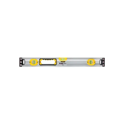 Box Beam Level, 24 in L, 3-Vial, 2-Hang Hole, Magnetic, Aluminum, Silver/Yellow