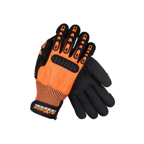 PIP 120-5150/M 120-5150 Orange Medium HPPE Glove - Nitrile Palm & Fingers Coating - 10.5" Length Pair