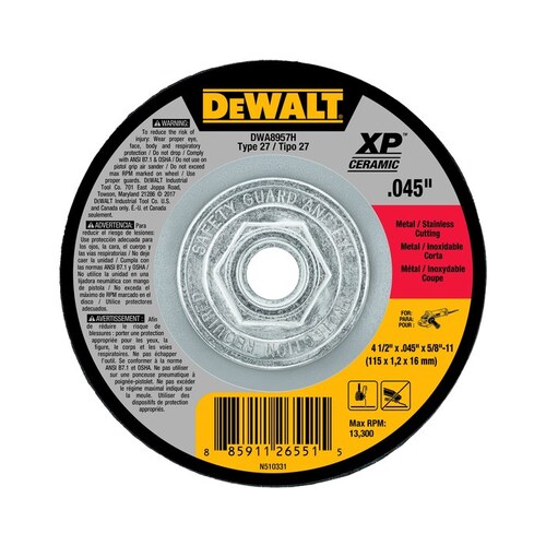 XP Standard (Type 27) Ceramic Depressed Center Grinding Wheel - 4 1/2" Diameter -.045" Thick