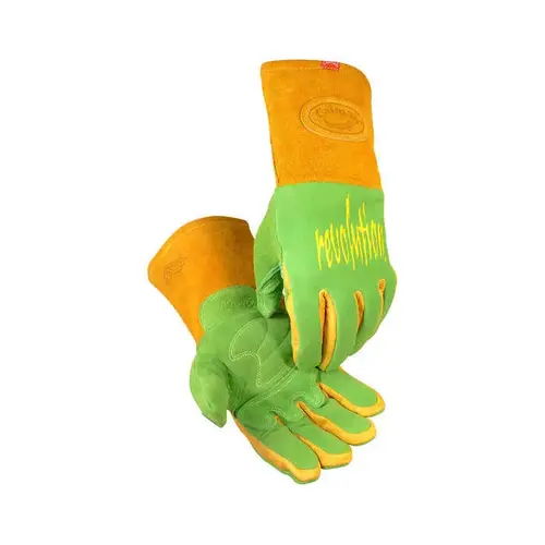 PIP 1816-5 Welding Gloves: Size Large, Uncoated, Grain Deerskin Leather, Multi-Task Welding, TIG Welding Application Green Pair