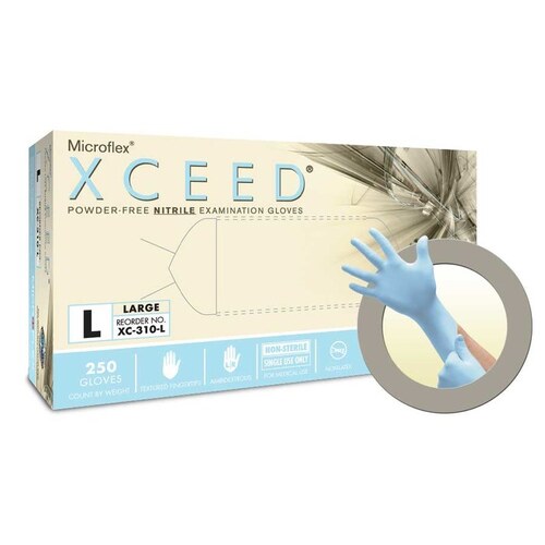 XC310-L General Purpose Disposable Exam Gloves, Large, Nitrile, Textured Blue
