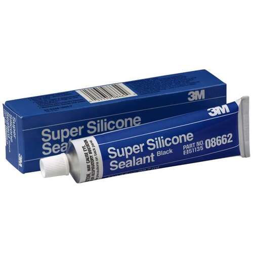 3M 08662 1-Component Super Silicone Seal, 3 oz Tube, Paste, Black, 24 hr Curing