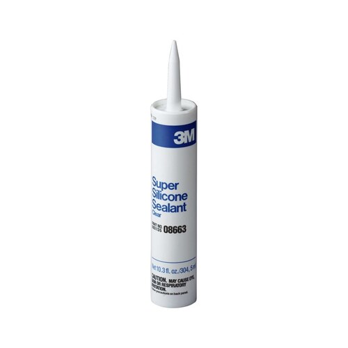 3M 08663 1-Component Super Silicone Seal, 0.1 gal Cartridge, Paste, Clear, 24 hr Curing
