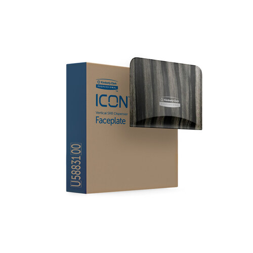 ICON Faceplate (58831), Ebony Woodgrain Design, for Coreless Standard Roll Toilet Paper Dispenser Vertical