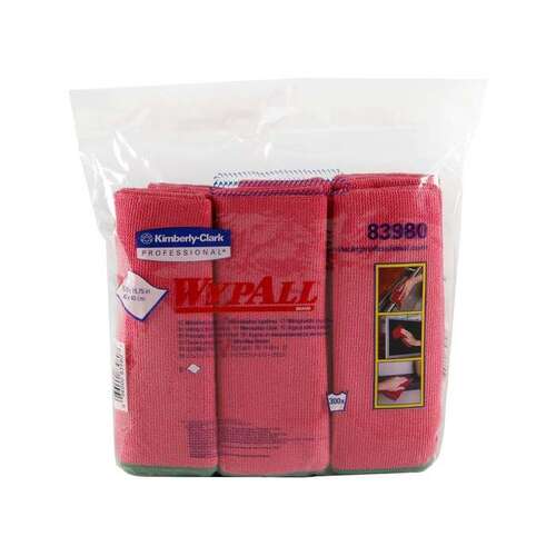 WypAll 83980 15.75 in. x 15.75 in. Red Reusable Microfiber Cloths (, 6 Wipes/Container, ) - pack of 6