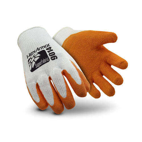 HexArmor 9014-S (7) Small Orange/White Super Fabric Glove with Rubber Palm Coating and Needlestick Resistance Level 5, ANSI Cut Level A9