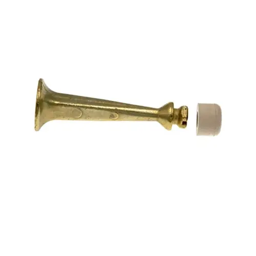 Heavy Duty Rigid Door Stopper Wall Protector 3" Doorstop Polished brass