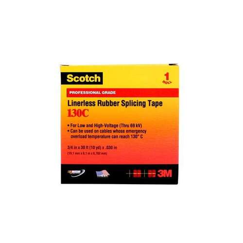 3M SCOTCH 80610833412 Black Insulating Tape - 1 1/2" Width x 30 ft Length - 30 mil Thick - Electrically Insulating