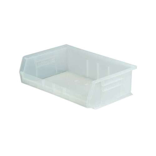 60 lb Clear Industrial Grade Polymer Hanging / Stacking Storage Bin - 10 7/8" Length - 16 1/2" Width - 5" Height - 1 Compartments