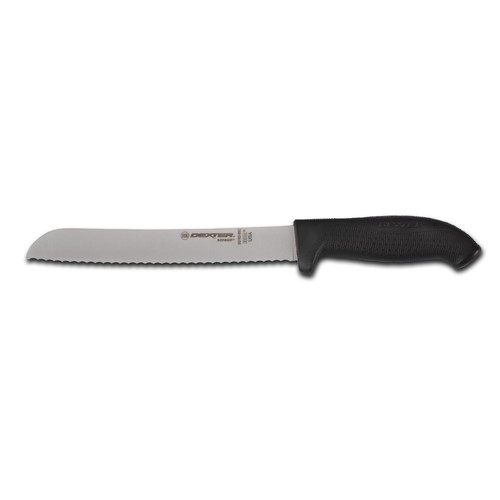 DEXTER-RUSSELL 24223B Dexter Softgrip 8 Inch Black Scalloped Bread Knife, 1 Each