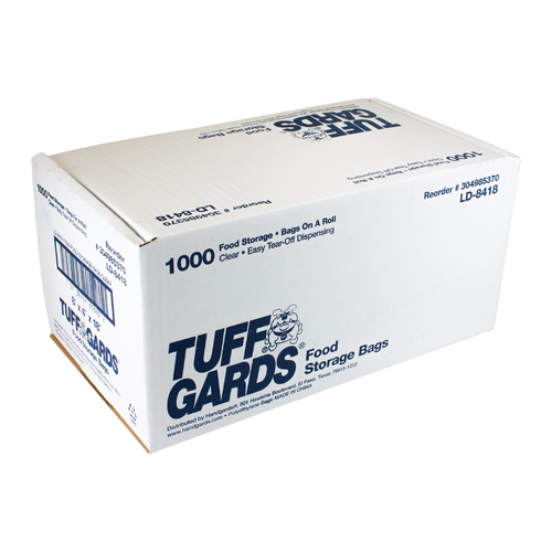 TUFFGARDS 304985370 BAG LOW DENSITY POLY ROLL PACK 8X4X18 1.2ML.