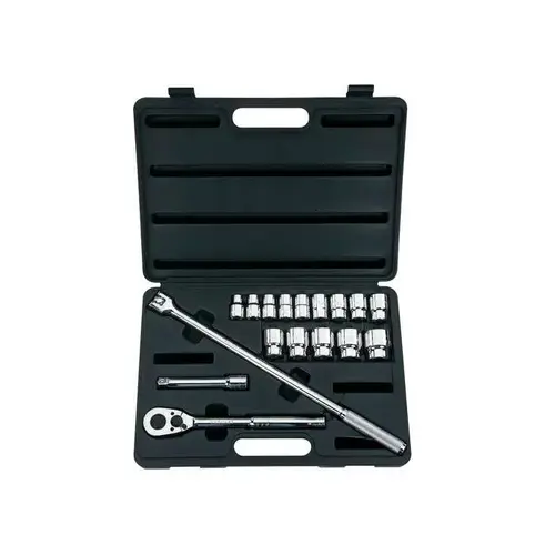 Standard Socket Set: 17 Pc, 1/2" Drive, 3/8 to 1-1/4" Socket