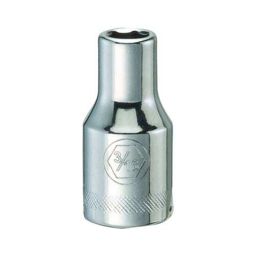 Hand Socket, 3/16 in Socket, 1/4 in Drive, 6-Point, Vanadium Steel, Polished Chrome