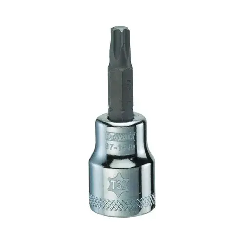 DEWALT DWMT87144OSP Torx Bit Socket, T30 Tip, 3/8 in Drive, Polished Chrome Vanadium