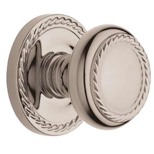 Preconfigured 5064 Knob with 5149 Rose Privacy Lock with 2-3/8" Backset and Full Lip Strike Lifetime Bright Nickel Finish - Baldwin Quickship Item *