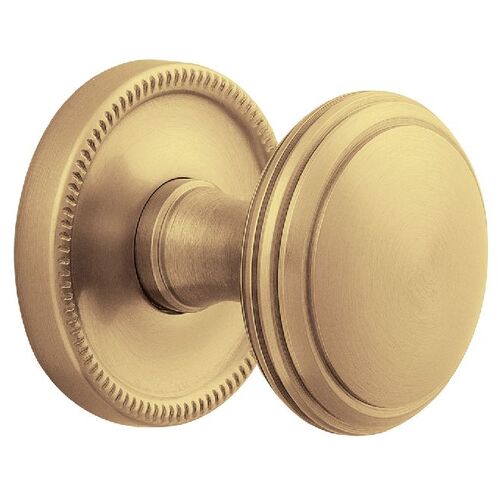 Preconfigured 5069 Knob with 5129 Rose Privacy Lock with 2-3/8" Backset and Full Lip Strike Vintage Brass Finish - Baldwin Quickship Item *