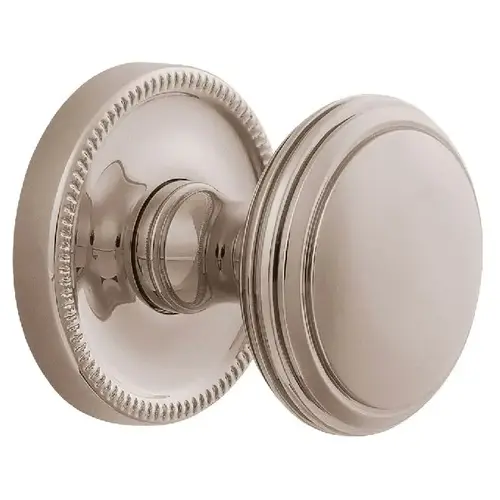 Preconfigured 5069 Knob with 5076 Rose Passage Lock with 2-3/8" Backset and Full Lip Strike Lifetime Bright Nickel Finish - Baldwin Quickship Item *