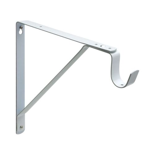 Heavy Duty Fixed Shelf and Rod Support Bracket White Finish