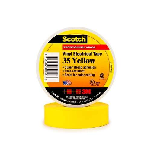 35 Series Premium Grade Color Coding Electrical Tape, 66 ft x 3/4 in, 7 mil THK, Yellow