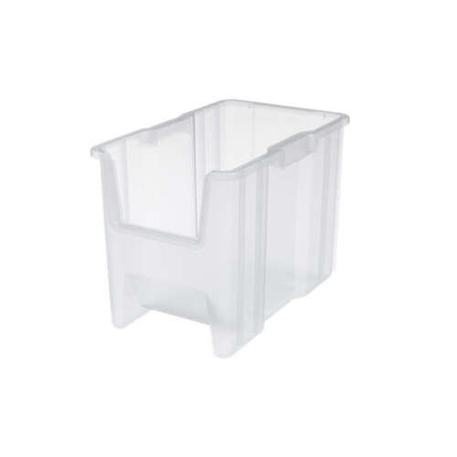 75 lb Clear Industrial Grade Polymer Stacking Storage Bin - 17 1/2" Length - 10 7/8" Width - 12 1/2" Height - 1 Compartments