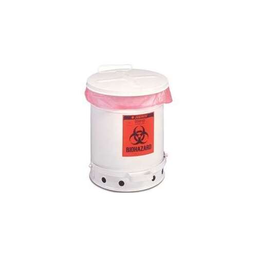 White Steel Leak-Proof, Self-Closing 10 gal Safety Can - 18 1/4" Height - 13 15/16" Overall Diameter