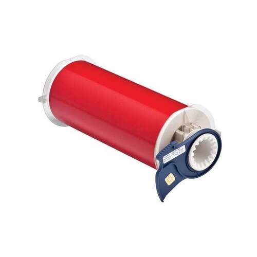 Red Vinyl Continuous Thermal Transfer Printer Label Roll - 8" Width - 50 ft Length - B-595