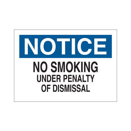 B-302 Polyester Rectangle White No Smoking Sign - 14" Width x 10" Height - Laminated