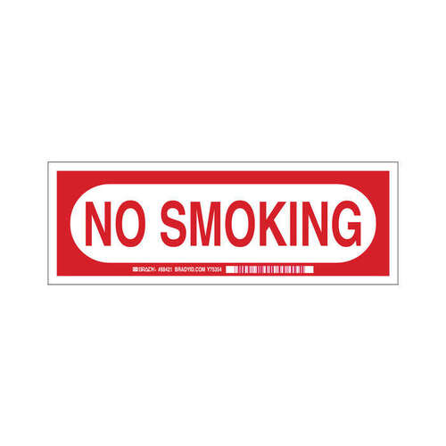 B-302 Polyester Rectangle White No Smoking Sign - 14" Width x 5" Height - Laminated