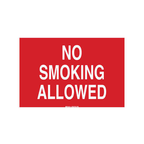 B-302 Polyester Rectangle Red No Smoking Sign - 14" Width x 10" Height - Laminated