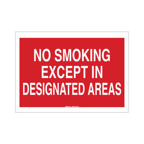 B-302 Polyester Rectangle Red No Smoking Sign - 14" Width x 10" Height - Laminated