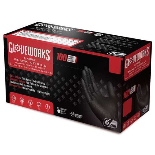 Ammex GWBN49100 Black Powder Free Disposable Gloves Industrial Grade
