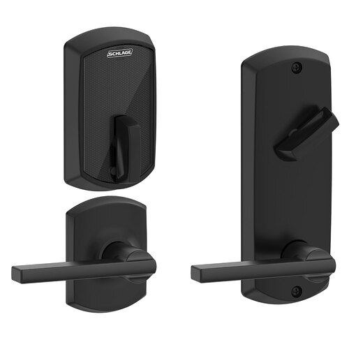 Schlage Electronics FE410F GRW 40 LAT 622 Deadbolts and Deadlatches Flat Black Coated