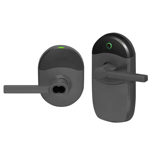 NDEB Series Wireless Cylindrical Vandlgard Multi Function Latitude Lever Lock with Small Format IC Prep Less Core Matte Black Finish